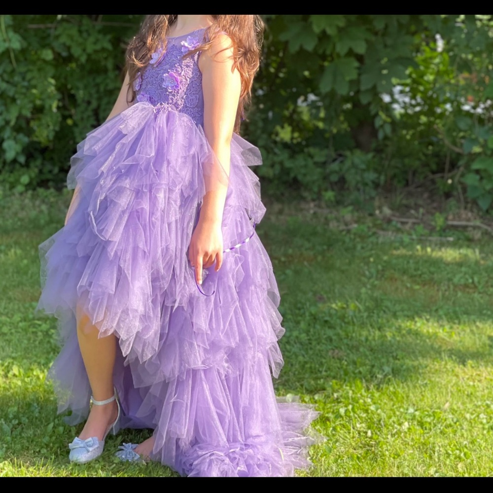 Purple Ruffled Tulle Gown